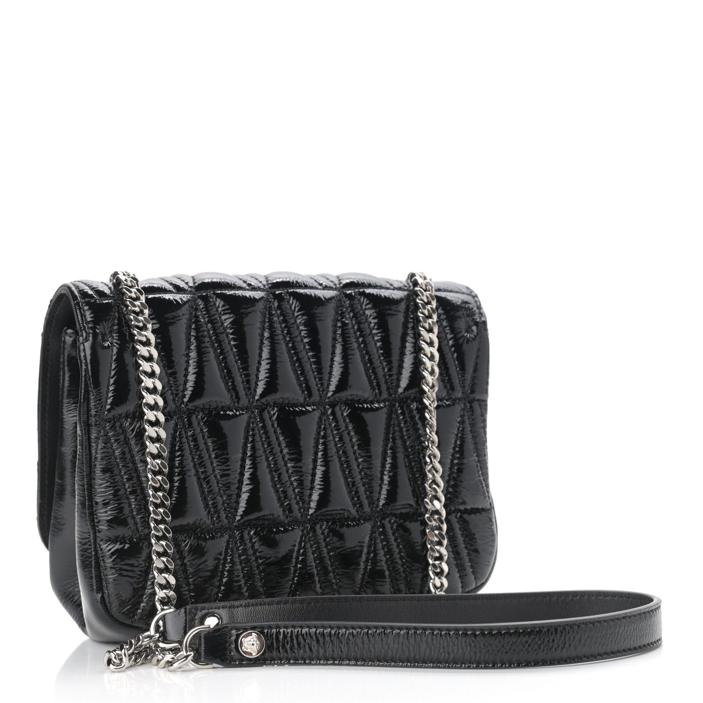 Patent Nappa Quilted Virtus Shoulder Bag Black