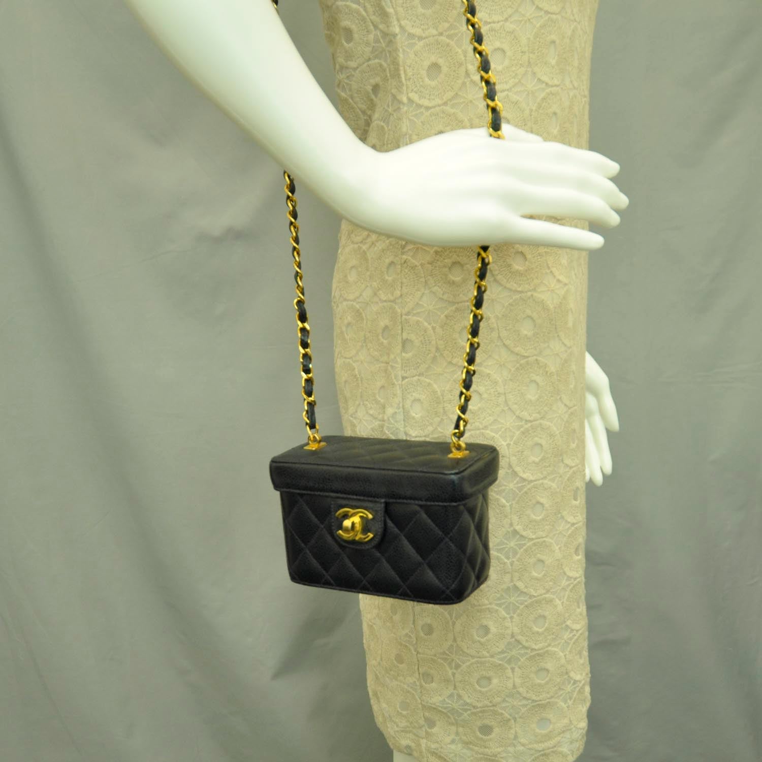 Chanel Caviar Quilted Mini Vanity Bag Navy 2 of 13