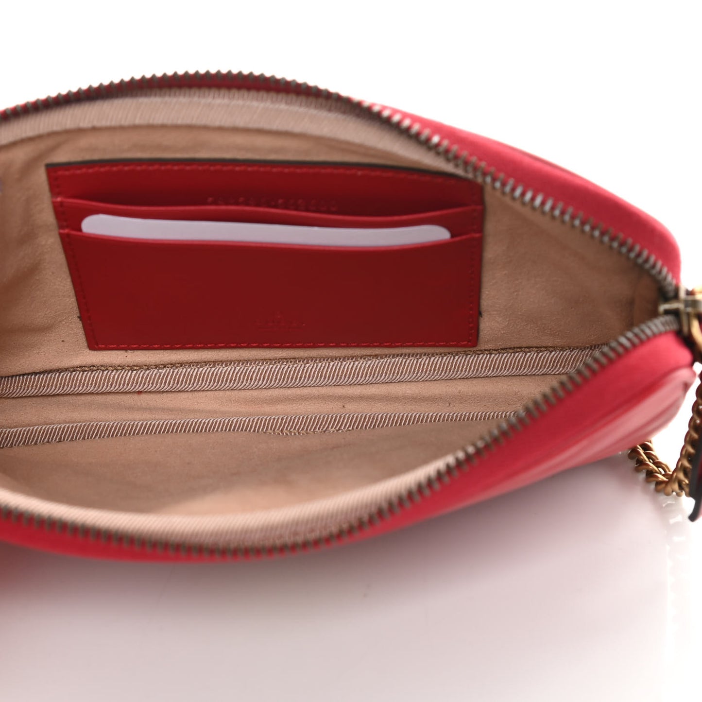 Calfskin Matelasse Mini GG Marmont Chain Crossbody Bag Hibiscus Red