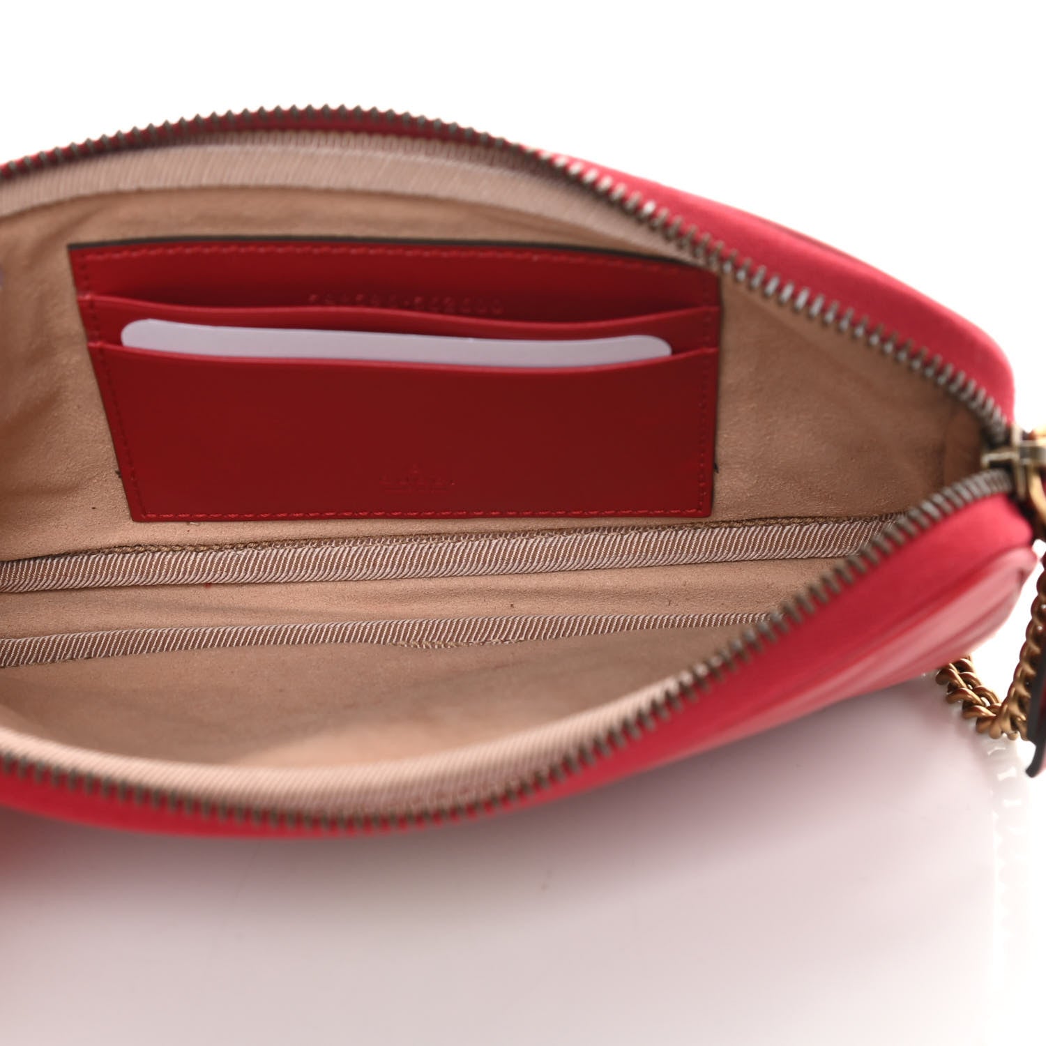 Gucci Calfskin Matelasse Mini GG Marmont Chain Crossbody Bag Hibiscus Red 4 of 11