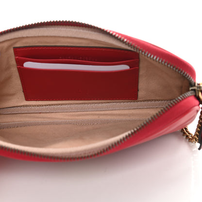 Gucci Calfskin Matelasse Mini GG Marmont Chain Crossbody Bag Hibiscus Red 4 of 11