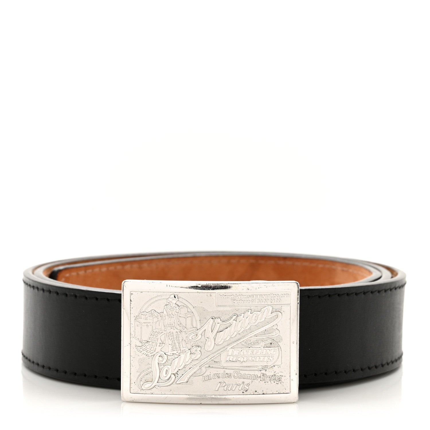 Louis Vuitton Calfskin Jeans Belt 90 36 Black 1 of 6