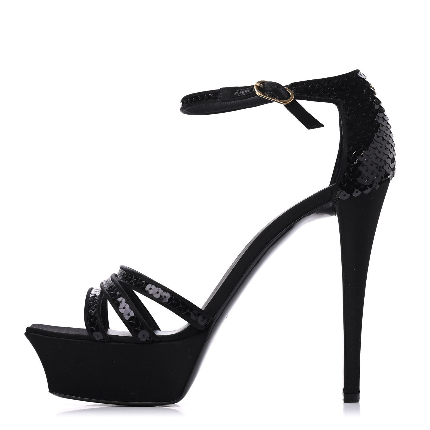 Chanel Satin Sequin Platform Pumps 41 Black 1 of 13