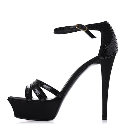 Chanel Satin Sequin Platform Pumps 41 Black 1 of 13