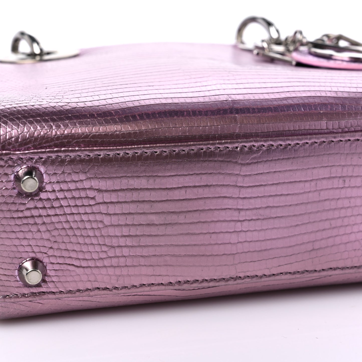 Metallic Lizard Mini Lady Dior Pink