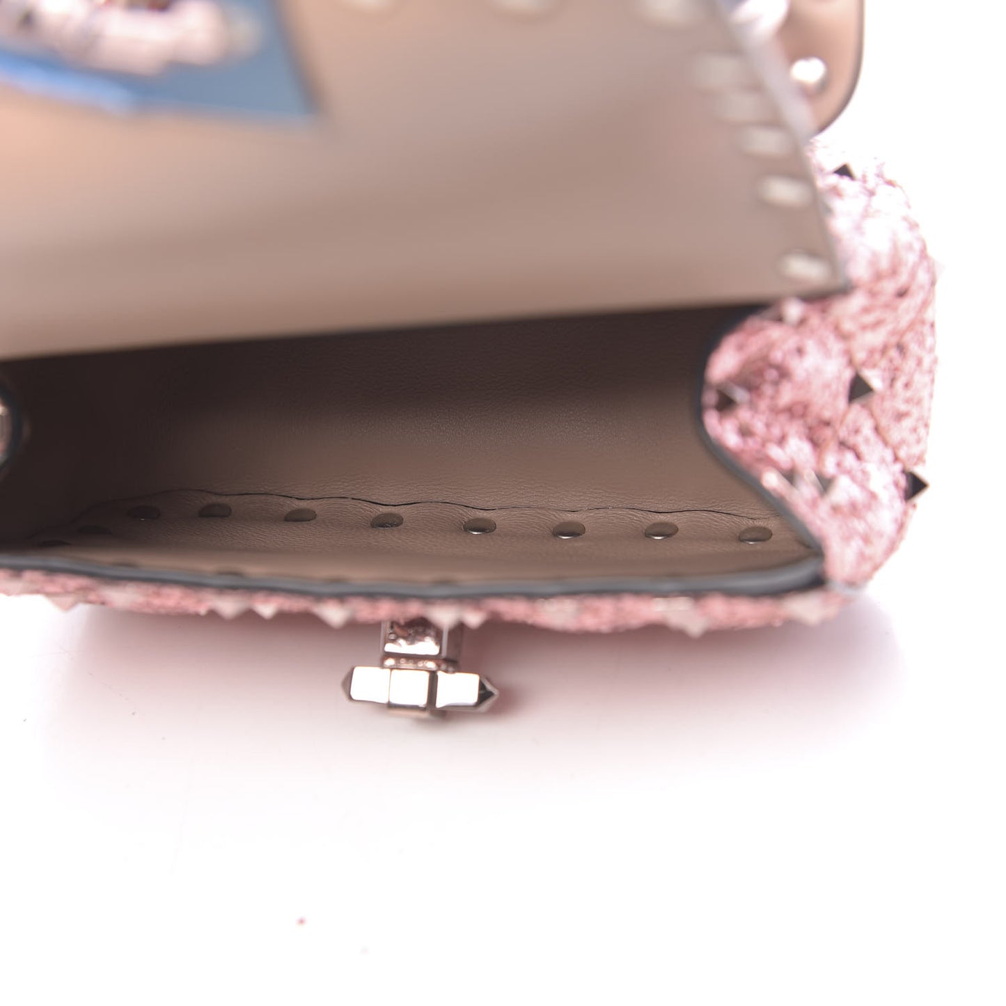 Glitter Micro Rockstud Spike Shoulder Bag Antique Pink