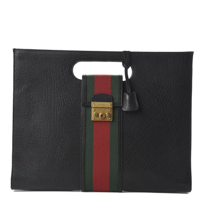 Gucci Calfskin Web Padlock Tote Black 1 of 11