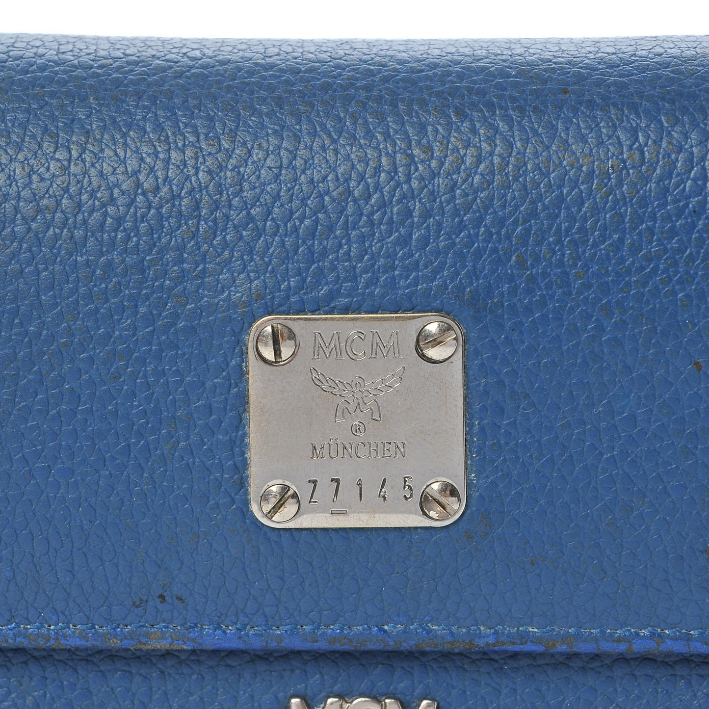Calfskin Studded Compact Wallet Blue