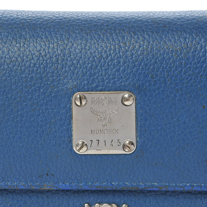 MCM Calfskin Studded Compact Wallet Blue 6 of 19