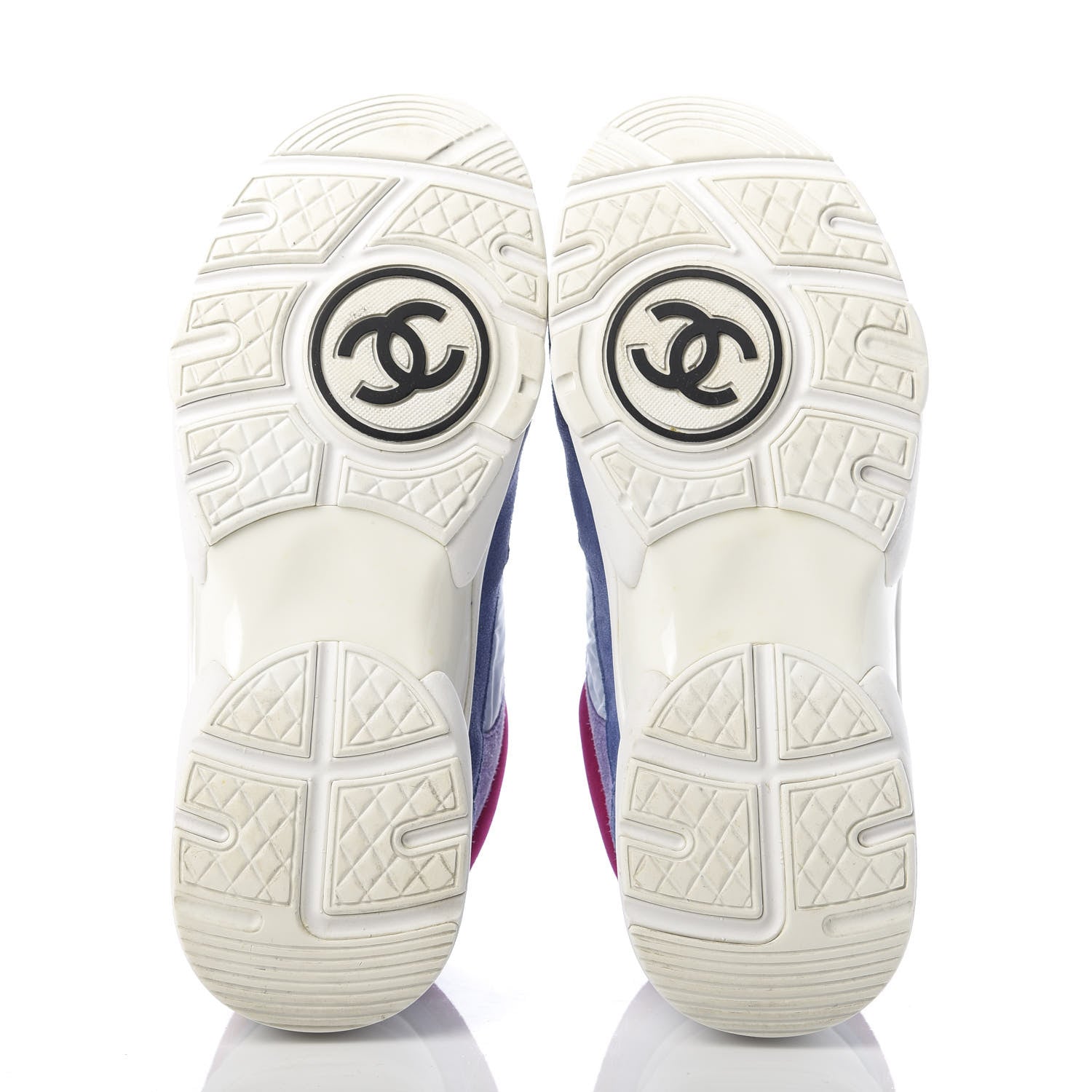 Chanel Nylon Lambskin Suede Calfskin CC Sneakers 36.5 Light Blue 5 of 10