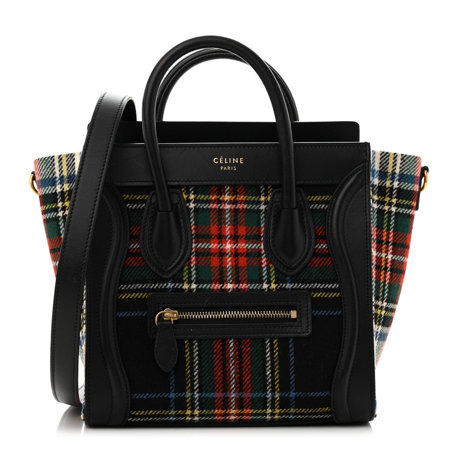 Tartan Calfskin Nano Luggage Red Blue