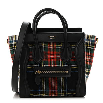 Celine Tartan Calfskin Nano Luggage Red Blue 1 of 11