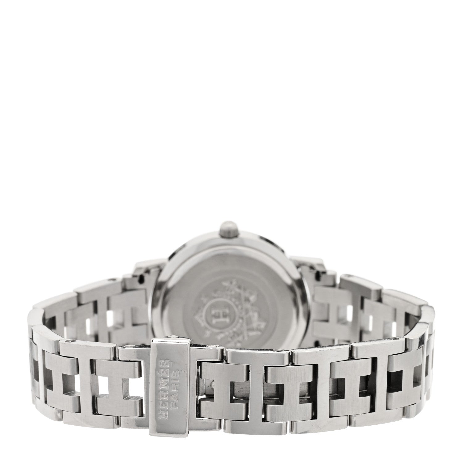 Hermes Stainless Steel Diamond Mother of Pearl 24mm Clipper Quartz Watch 3 of 4