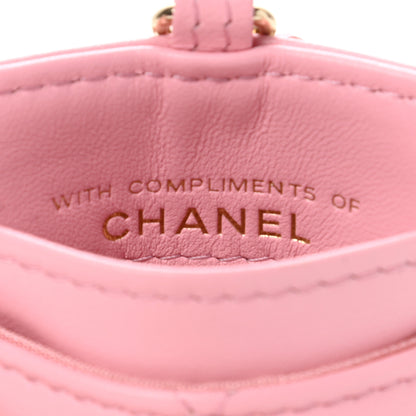 Chanel Lambskin Quilted Chanel Card Holder On Chain Pink 8 of 8