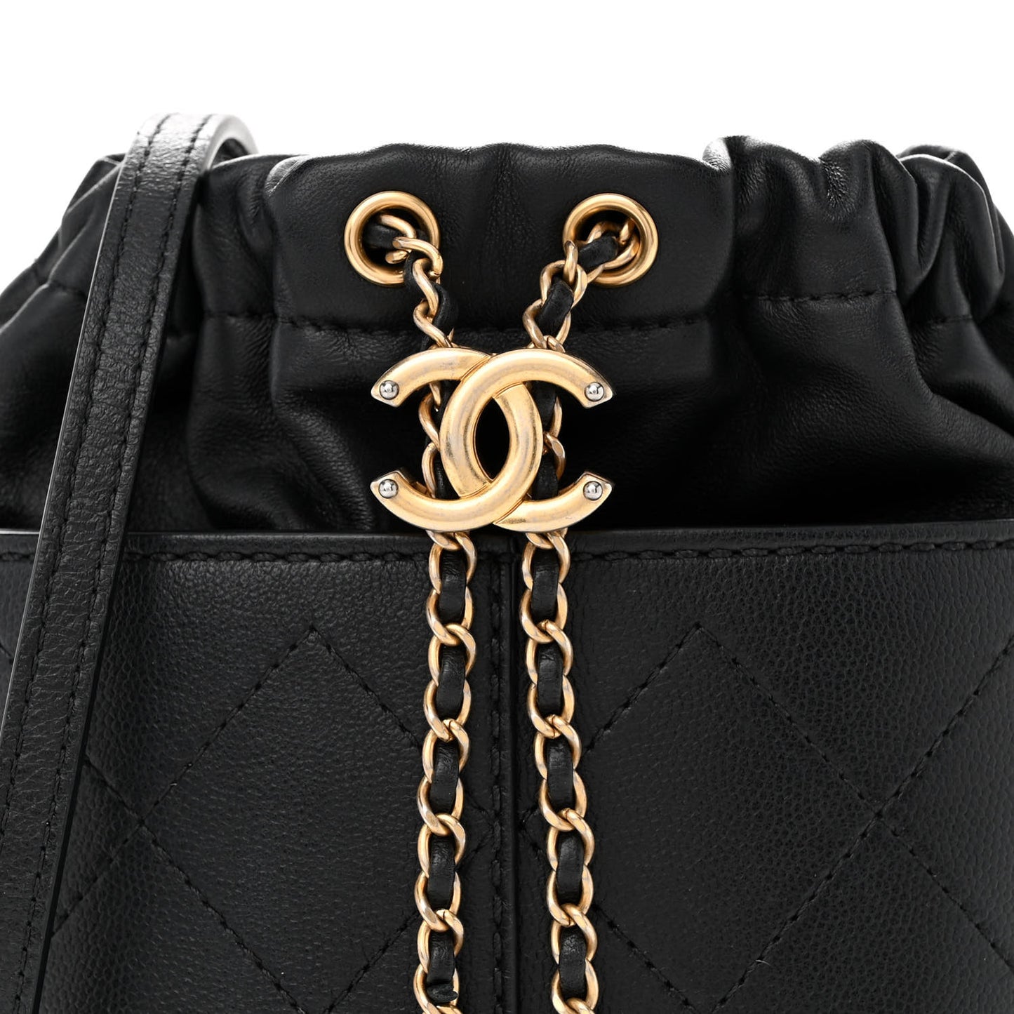 Caviar Bucket Drawstring Bag Black