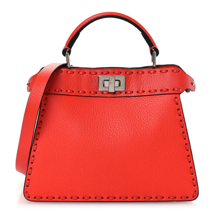 Fendi Cuoio Romano Selleria Petite Peekaboo I SEE U Iconic Satchel Papavero 1 of 11