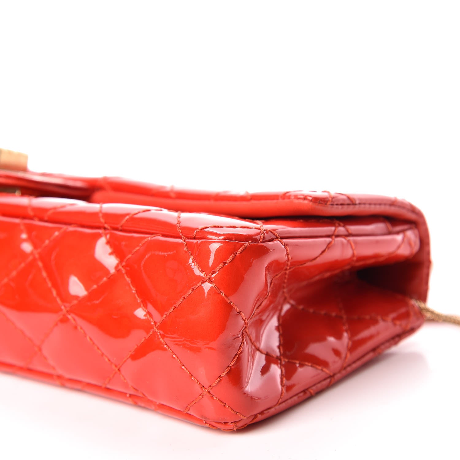 Chanel Patent Quilted 2.55 Reissue East West Clutch Red 6 of 14