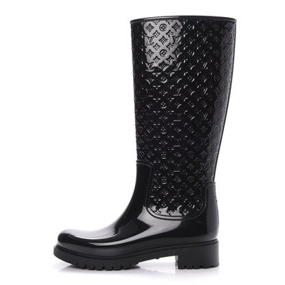 Louis Vuitton Rubber Embossed Monogram Splash Rain Boots 41 Black 1 of 8