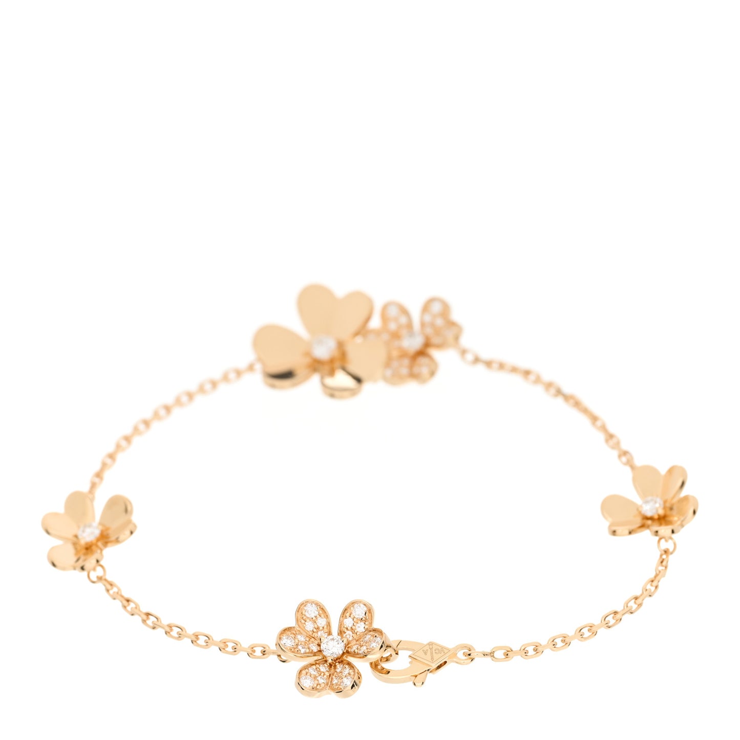 18K Yellow Gold Diamond Frivole 5 Flowers Bracelet