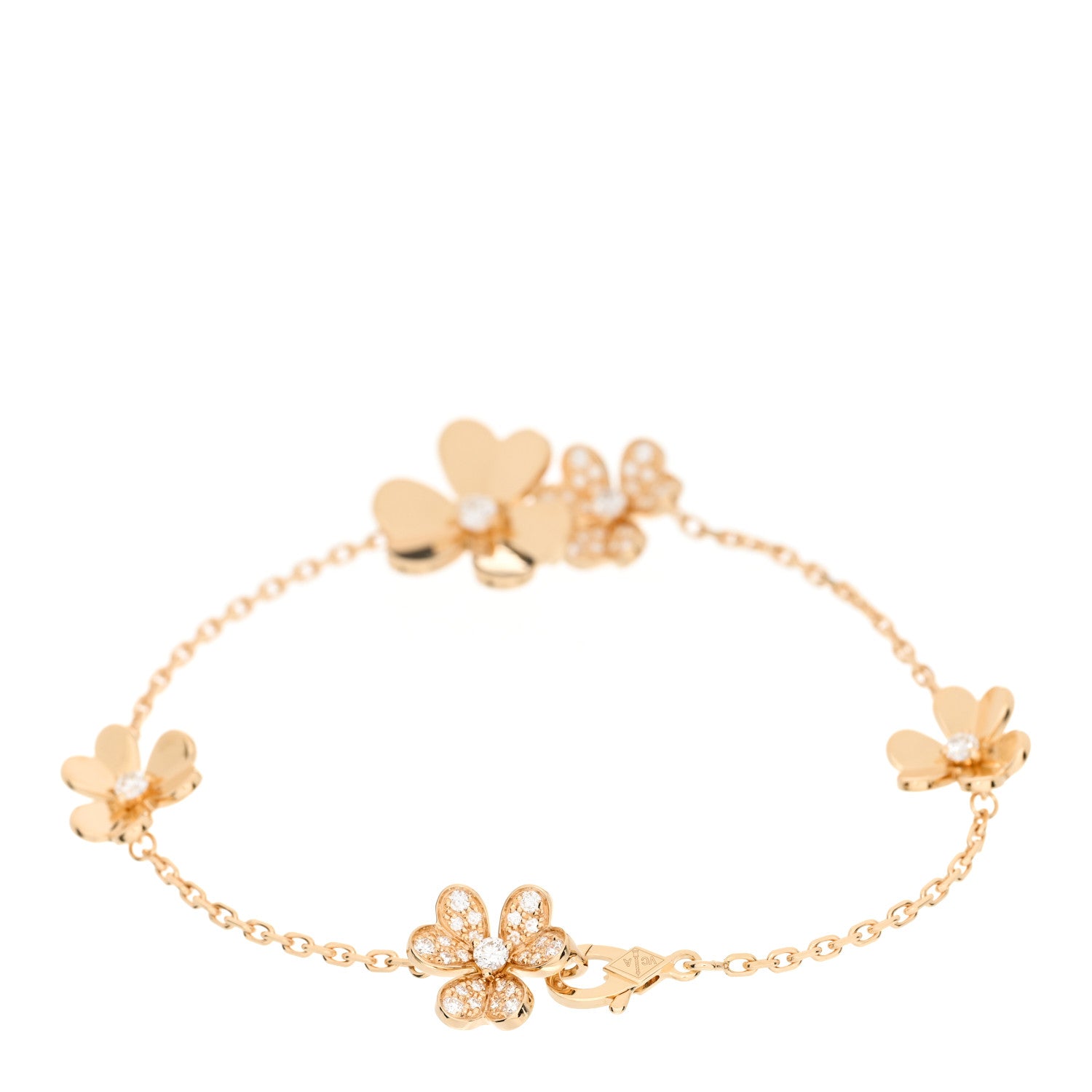 Van Cleef & Arpels 18K Yellow Gold Diamond Frivole 5 Flowers Bracelet 2 of 4