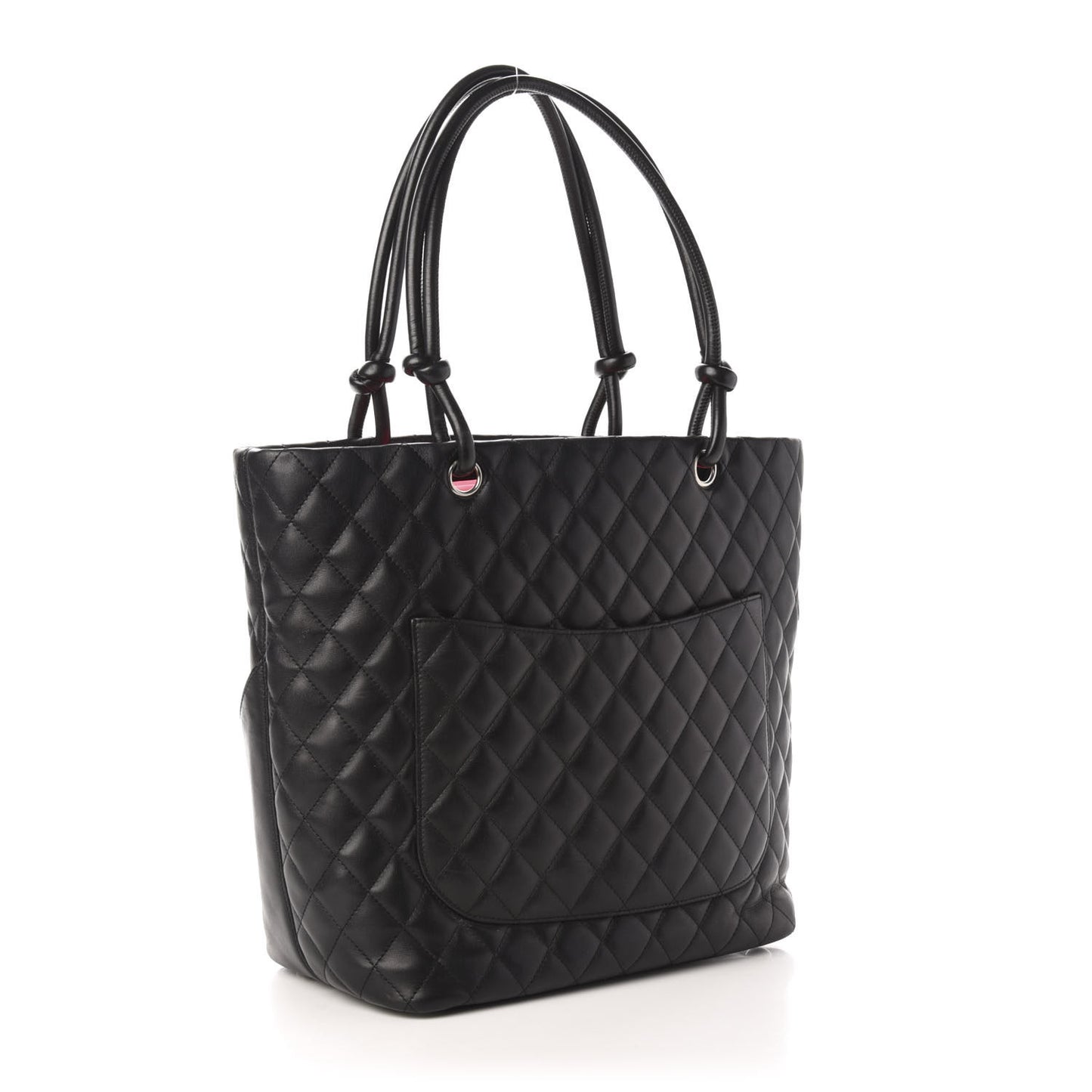 Calfskin Quilted Large Cambon Tote Black White