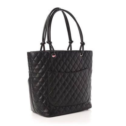 Chanel Calfskin Quilted Large Cambon Tote Black White 3 of 10