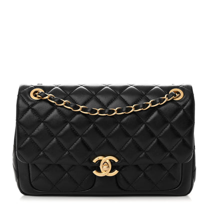 Chanel Shiny Lambskin Quilted Small Daily Friend Flap Black 1 of 13