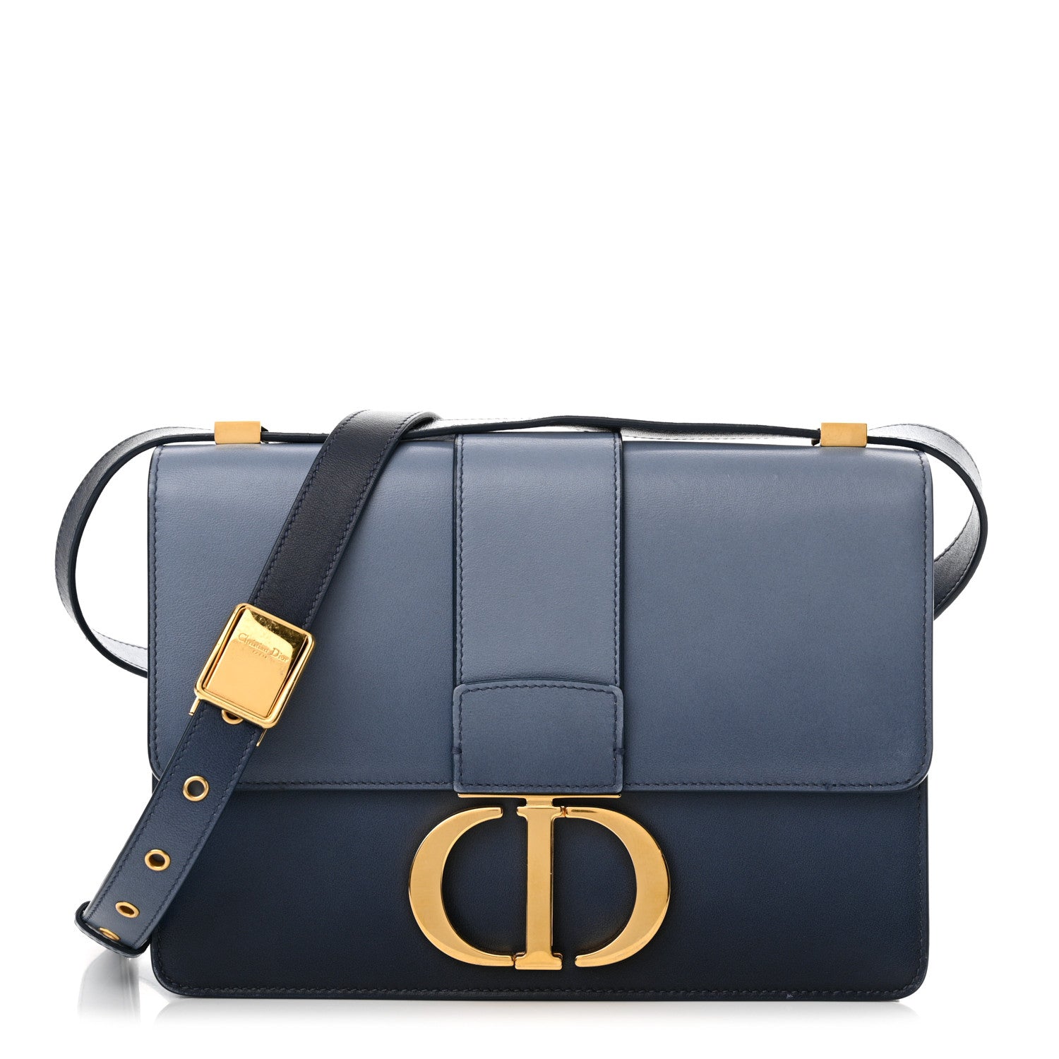 Christian Dior Smooth Calfskin 30 Montaigne Flap Bag Indigo Blue
