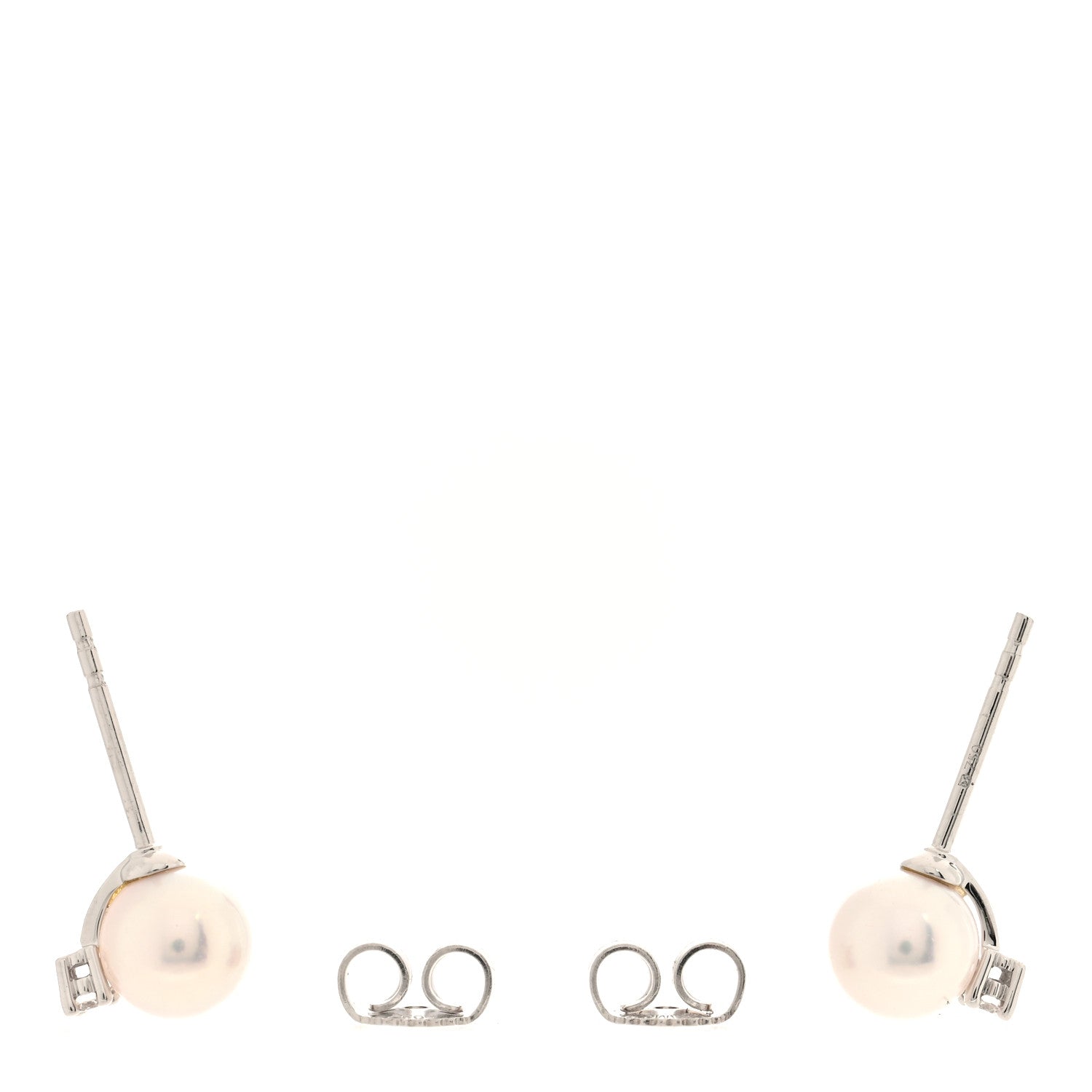 Mikimoto 18K White Gold Diamond Akoya Pearl 6-6.5mm Stud Earrings 3 of 5