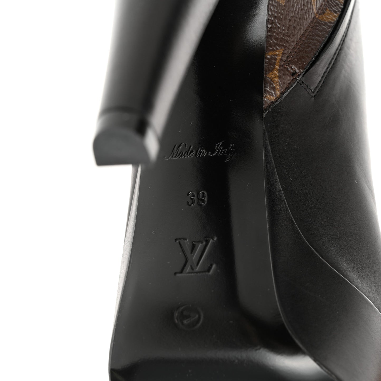 Calfskin Monogram Afterglow Platform Ankle Boots 39 Black
