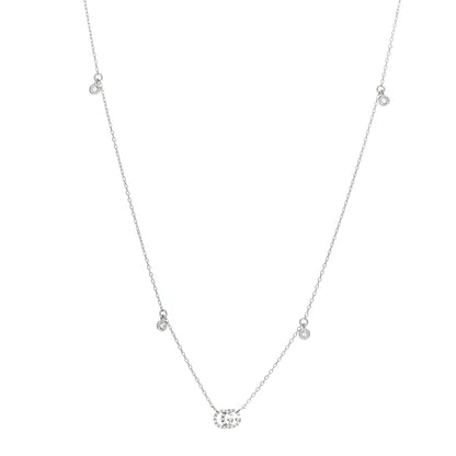 Gucci 18K White Gold Diamond Running GG Pendant Necklace 1 of 4