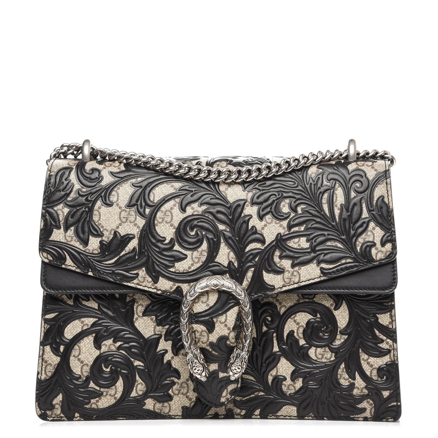 GG Supreme Monogram Arabesque Medium Dionysus Shoulder Bag Black
