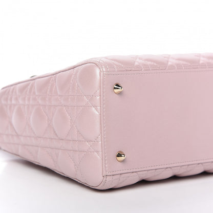 Christian Dior Pearly Lambskin Cannage Medium Lady Dior Lotus 6 of 10