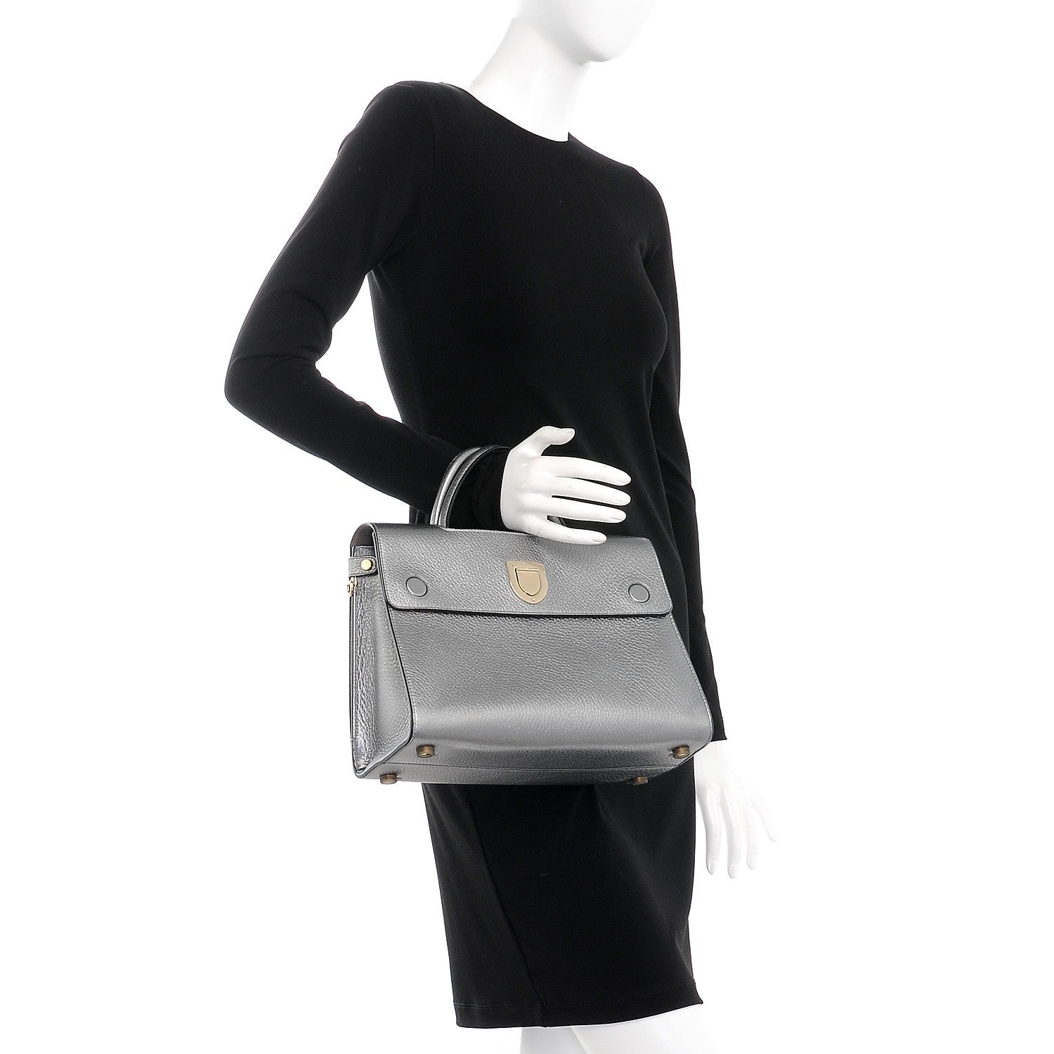 Christian Dior Metallic Grained Calfskin Medium Diorever Flap Silver 3 of 8