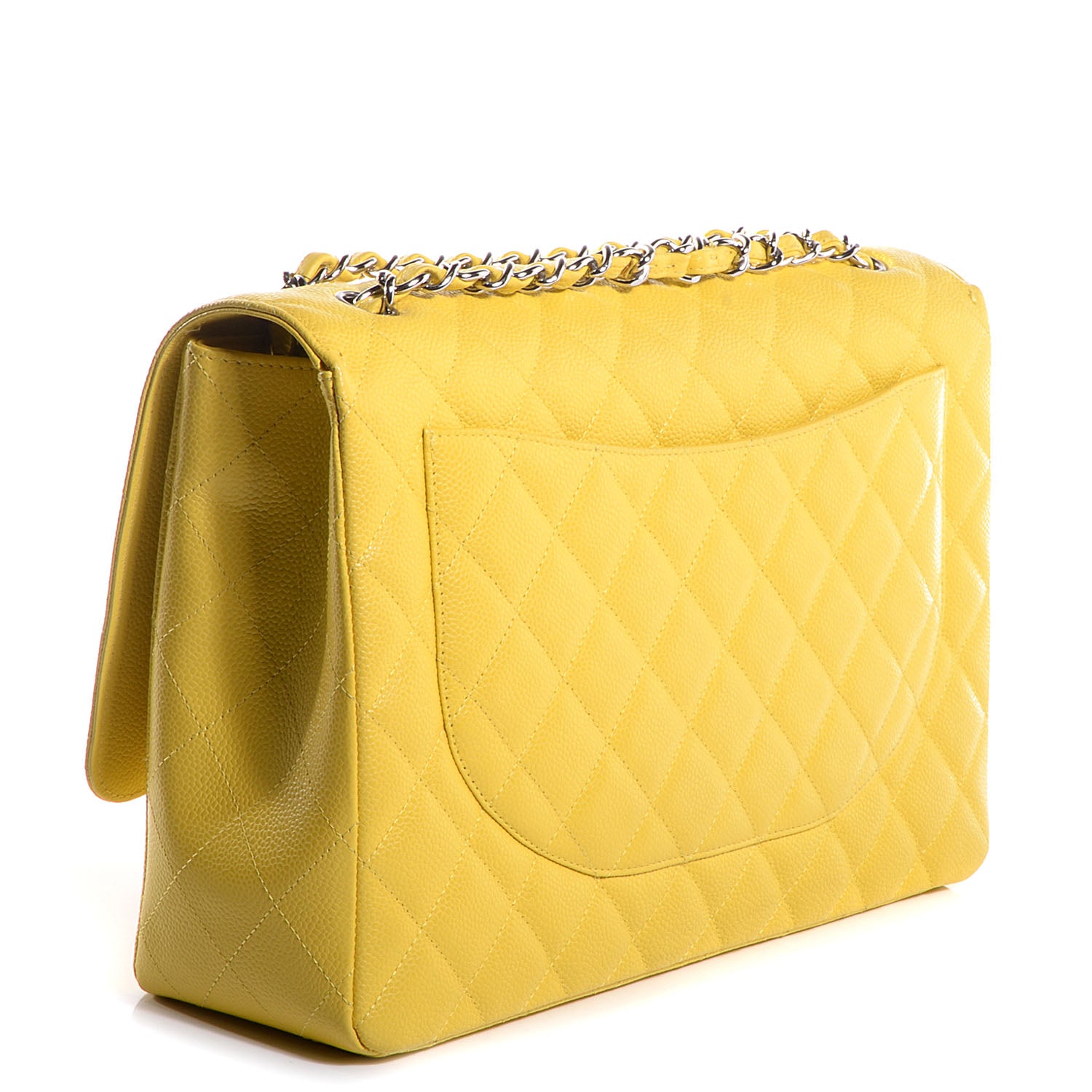 Chanel Caviar Maxi Single Flap Yellow 3 of 8