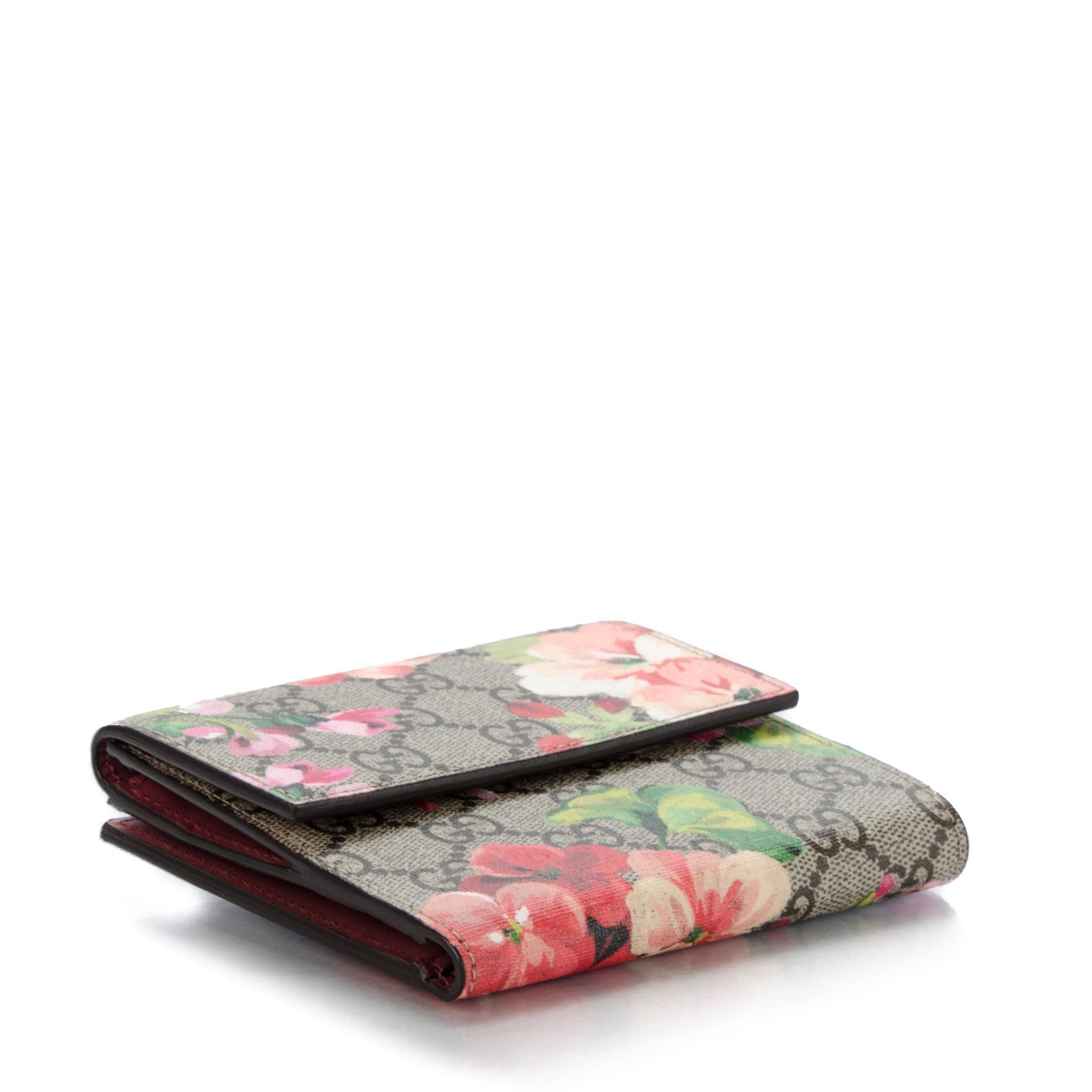 Gucci GG Supreme Monogram Blooms French Flap Wallet Beige Multicolor Dry Rose 4 of 7