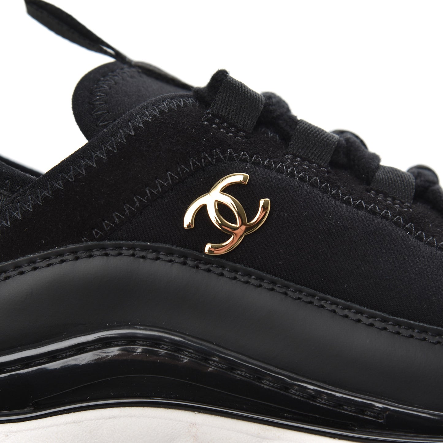 Velvet Calfskin Mixed Fibers CC Sneakers 35 Black