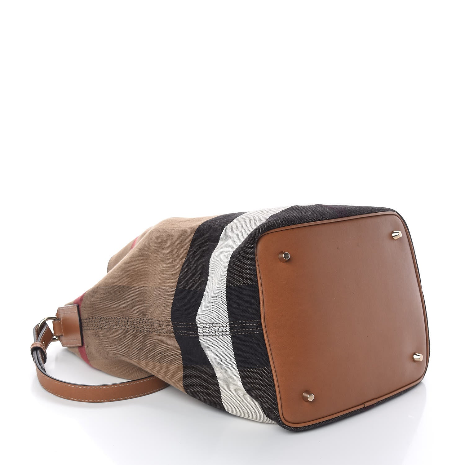 Burberry Canvas Mega Check Medium Ashby Hobo Saddle Brown 4 of 10