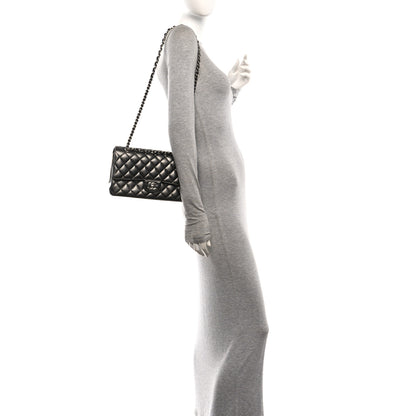 Chanel Metallic Lambskin Quilted Medium Double Flap Anthracite 2 of 10