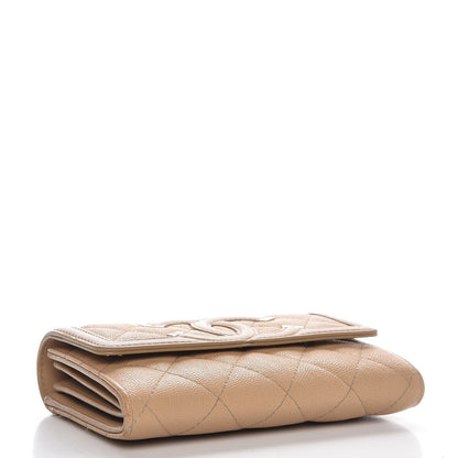 Chanel Caviar Quilted Medium Filigree Flap Wallet Beige 4 of 10