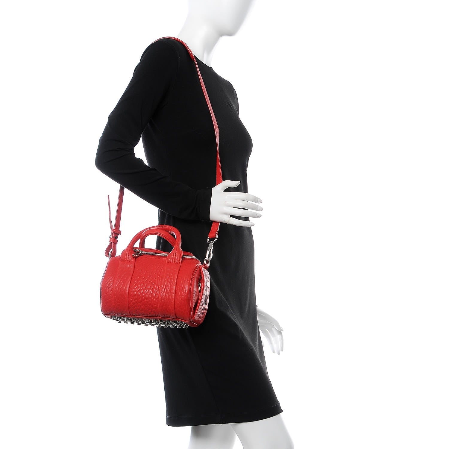 Alexander Wang Pebbled Lambskin Mini Rockie Red Rhodium Hardware 2 of 8