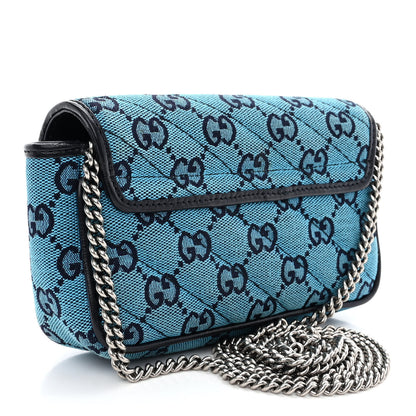 Gucci Monogram Multicolor Matelasse Diagonal Super Mini GG Marmont Shoulder Bag Light Blue 3 of 10