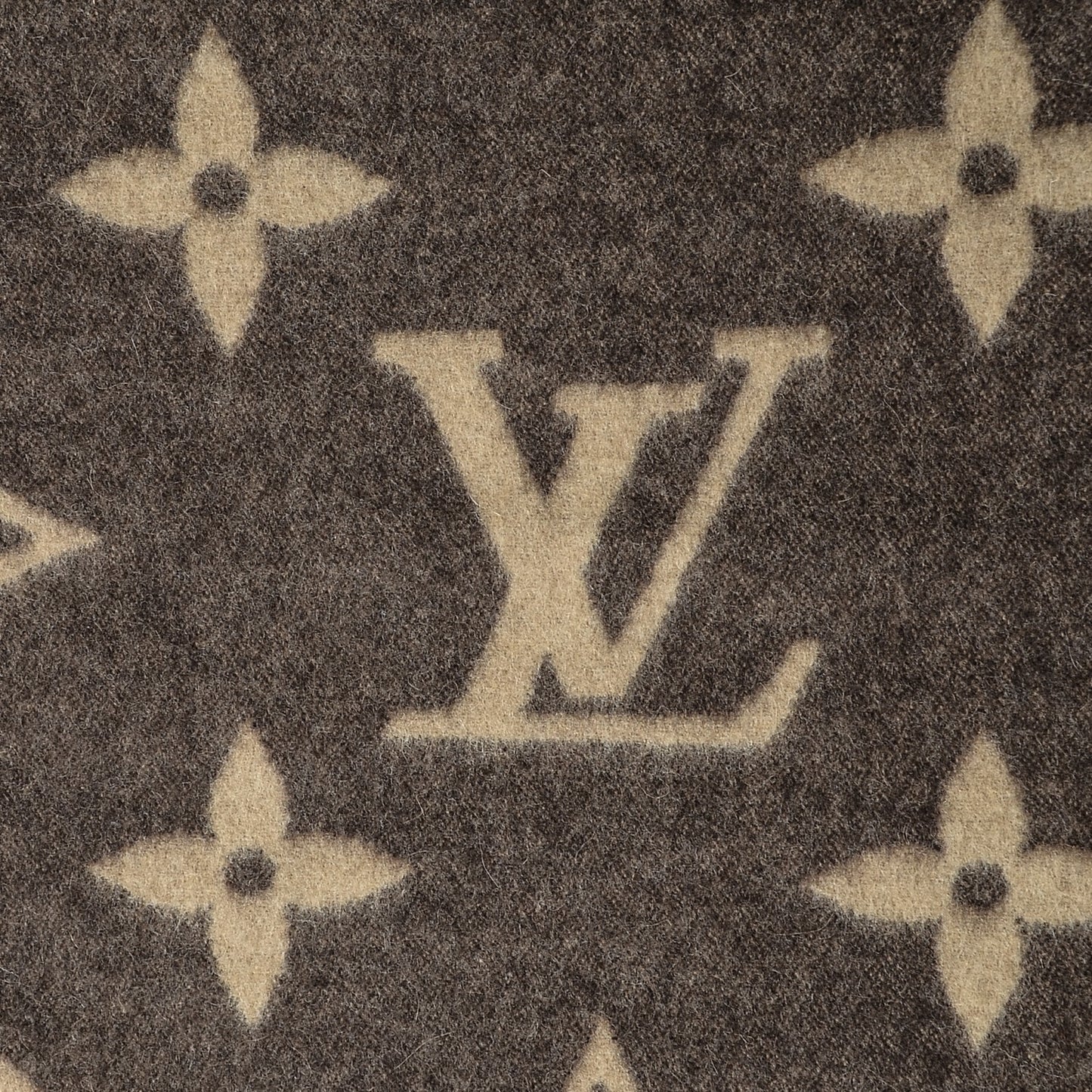 Wool Angora Monogram Blanket Marron