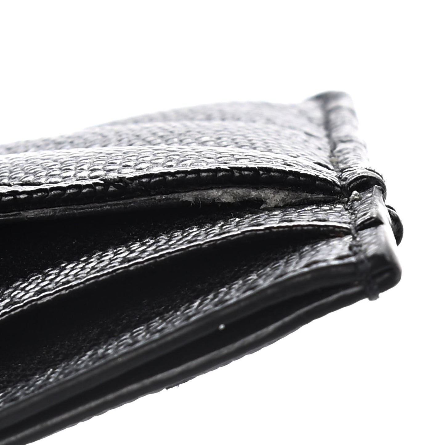 Grain De Poudre Matelasse Chevron Monogram Credit Card Case Black