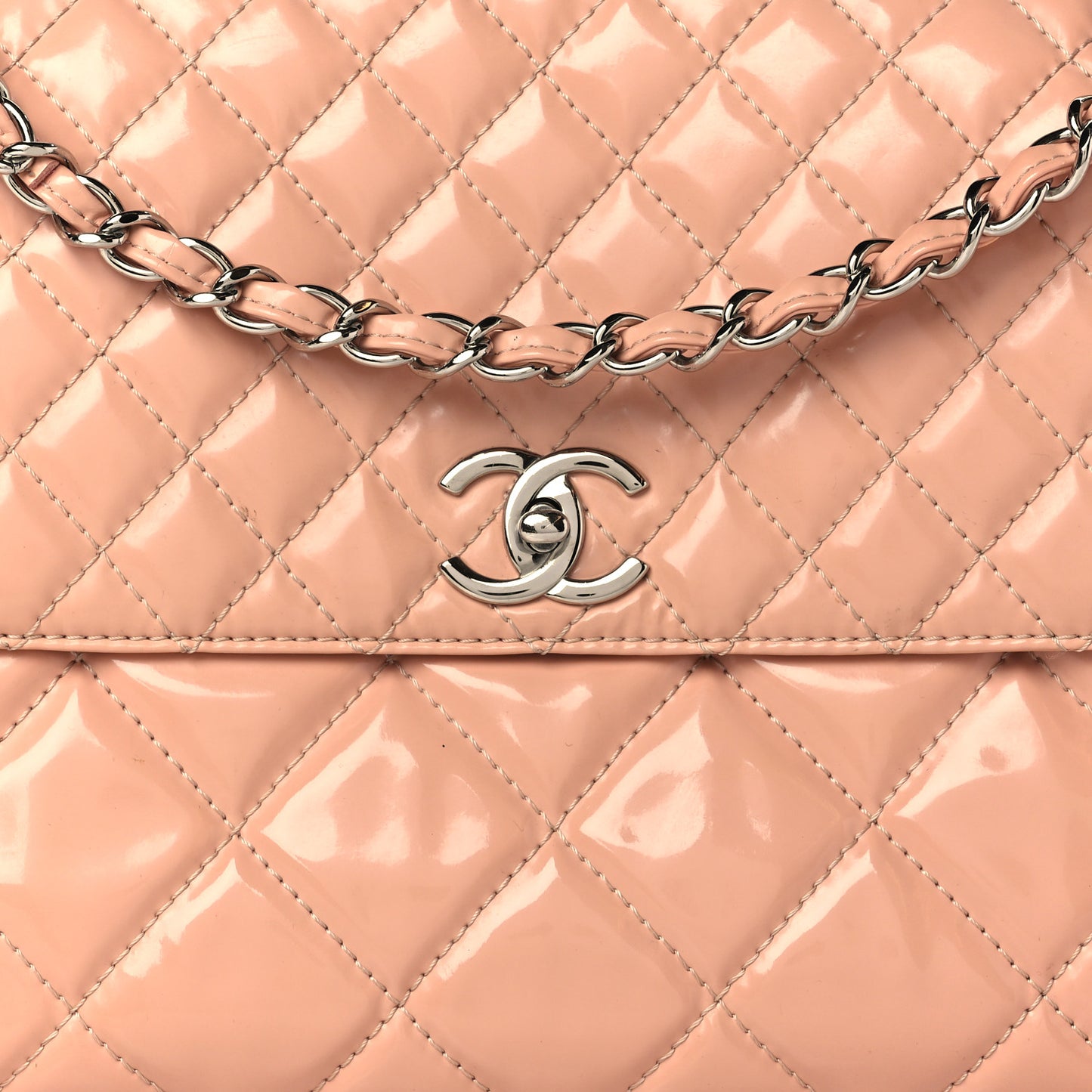 Vinyl Quilted In The Business Flap Bag Pink
