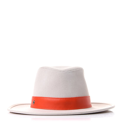 Hermes Toile Lambskin Ossie Hat 56 Noisette Rubis 2 of 7