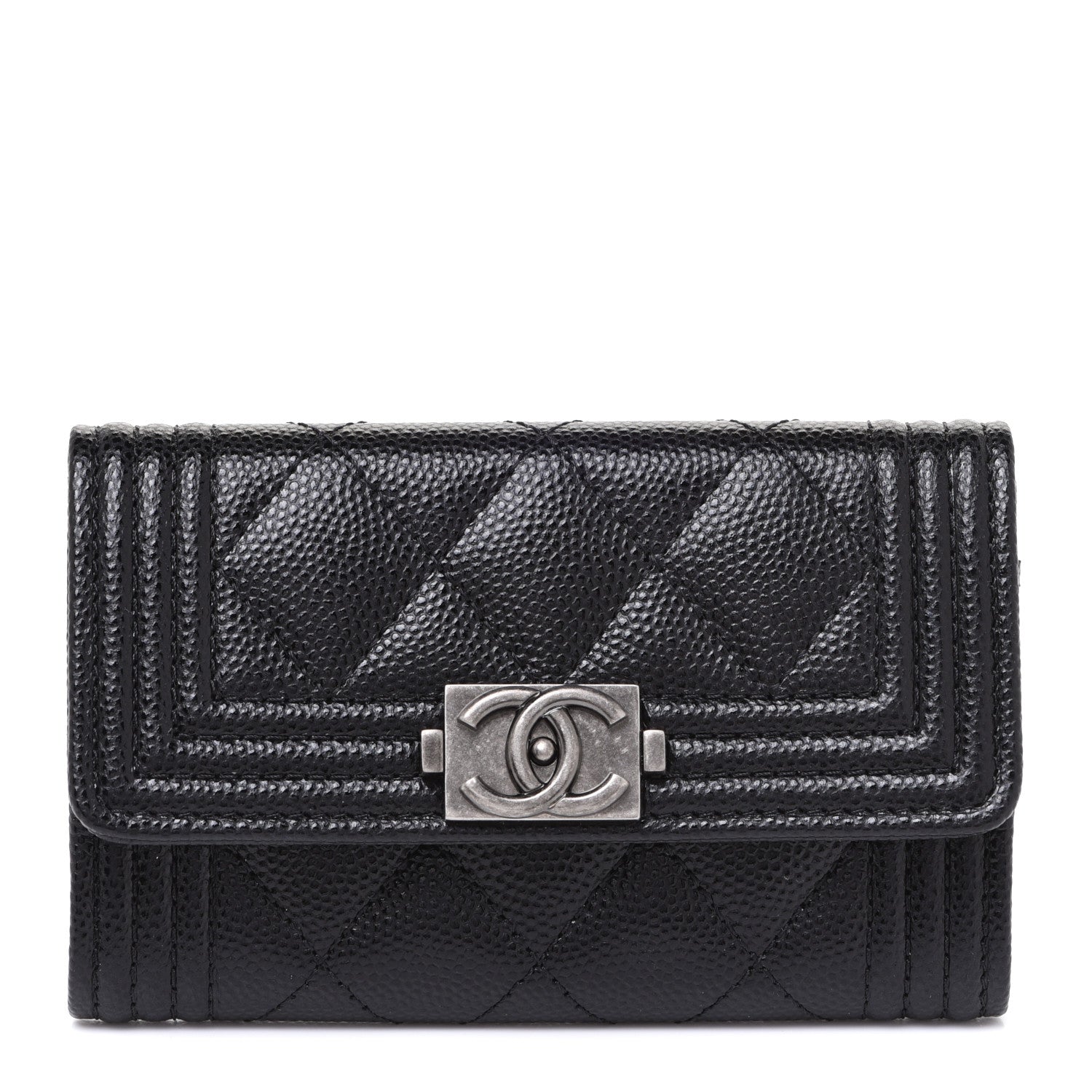 Chanel Caviar Quilted Boy Flap Card Holder Black 1 of 9