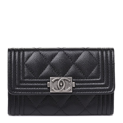 Chanel Caviar Quilted Boy Flap Card Holder Black 1 of 9