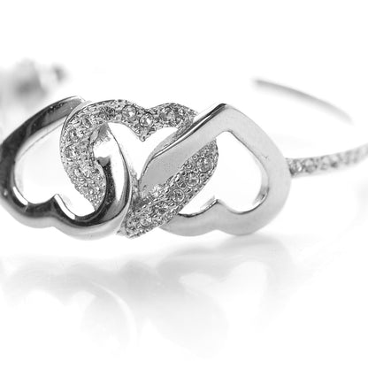 Christian Dior Crystal Heart Hoop Earrings Silver 4 of 5