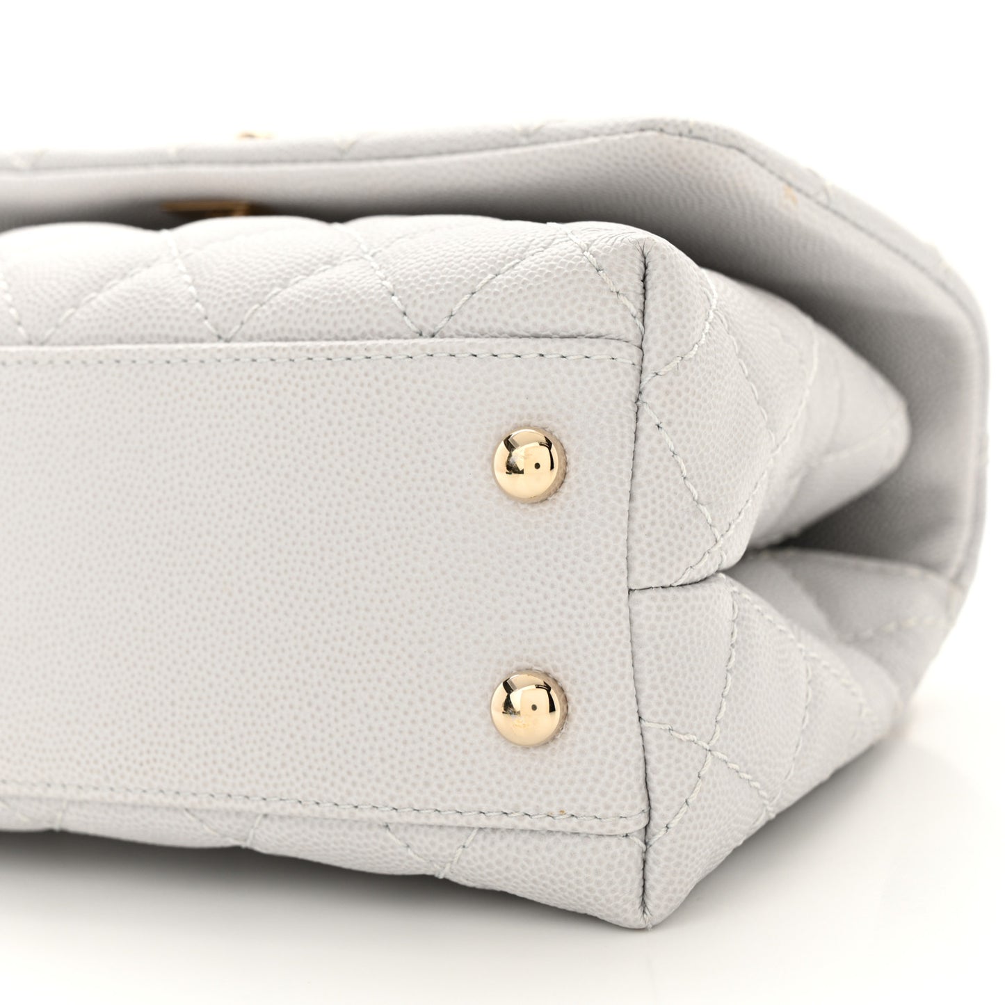 Caviar Quilted Mini Coco Handle Flap Light Grey